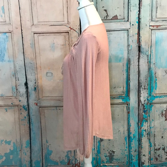 Lucky Brand boho long sleeve blouse top coral sz S - Picture 7 of 8